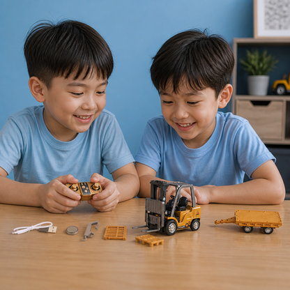 1:64 Scale RC Construction Vehicles – Forklift, Excavator, Dump Truck & Bulldozer
