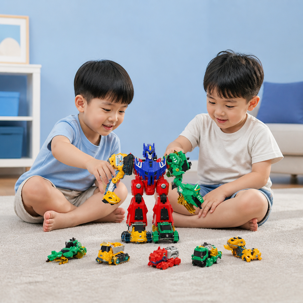 6-in-1 Magnetic Transforming Toy – Build 6 Vehicles, 3 Dinosaurs & 1 Robot