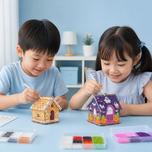 DIY 3D Wooden Gingerbread House Puzzle & Diamond Art Kit