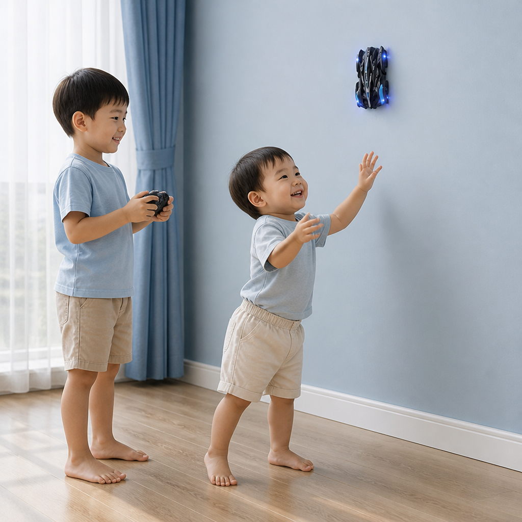 Remote Control Wall-Climbing Car with LED Lights
