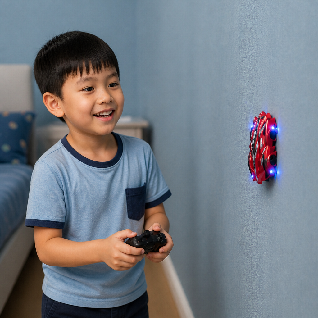 Remote Control Wall-Climbing Car with LED Lights