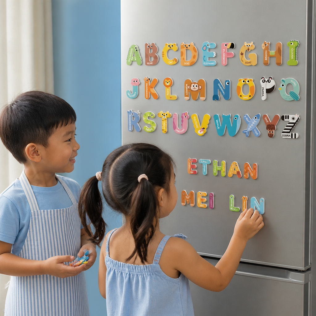 Animal Alphabet & Number Fridge Magnets – Kids’ Spelling and Learning Set