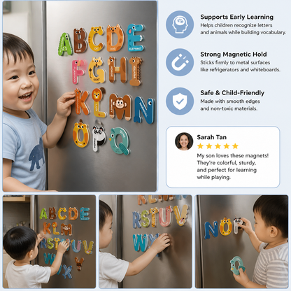 Animal Alphabet & Number Fridge Magnets – Kids’ Spelling and Learning Set