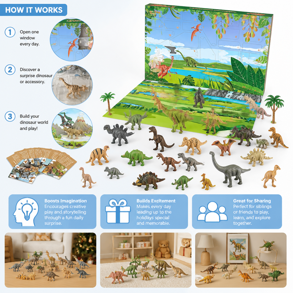24-Day Dinosaur Toy Advent Calendar with Surprise Figures