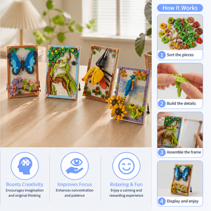DIY 3D Nature Frame Building Blocks Set – Flowers & Insects