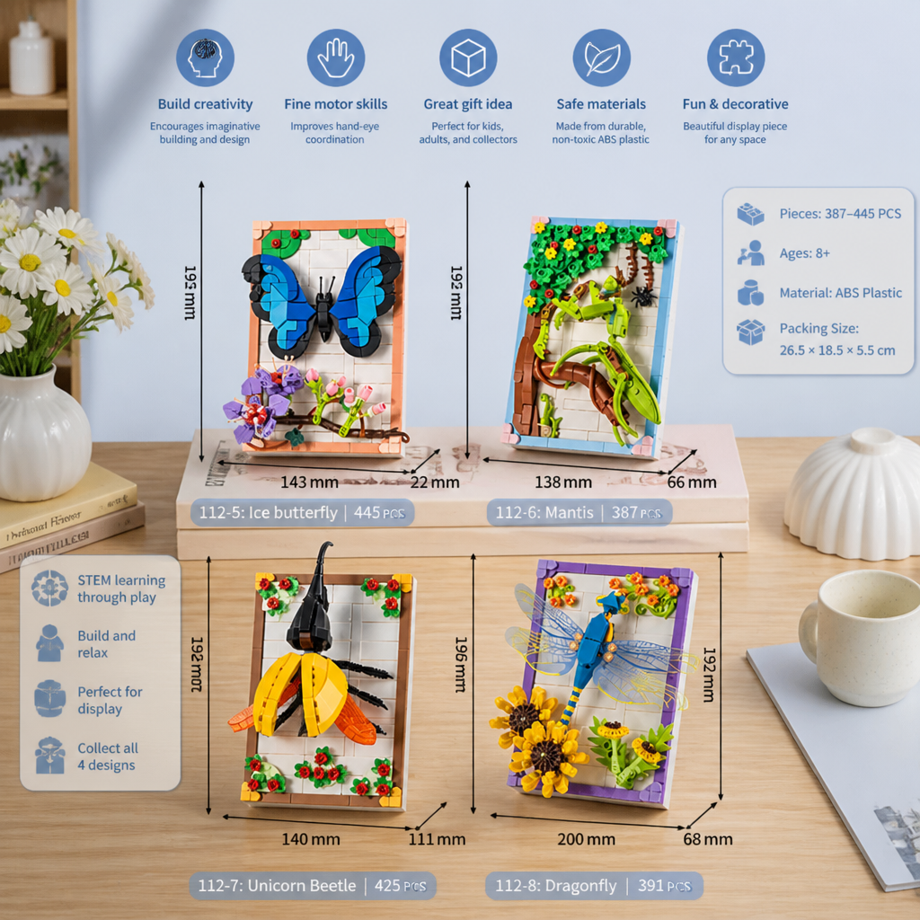 DIY 3D Nature Frame Building Blocks Set – Flowers & Insects