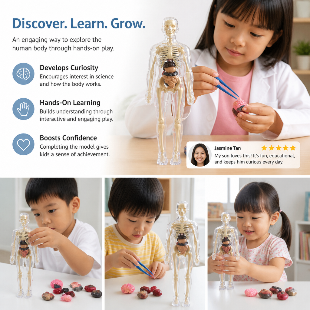 Human Body Anatomy STEM Learning Kit with Assemble-Your-Own Organ Model