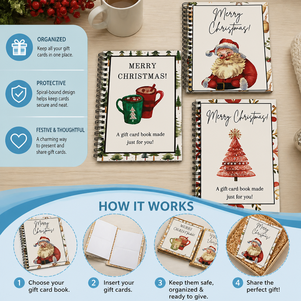 DIY Christmas Gift Card Book – Spiral-Bound Holiday Gift Organizer