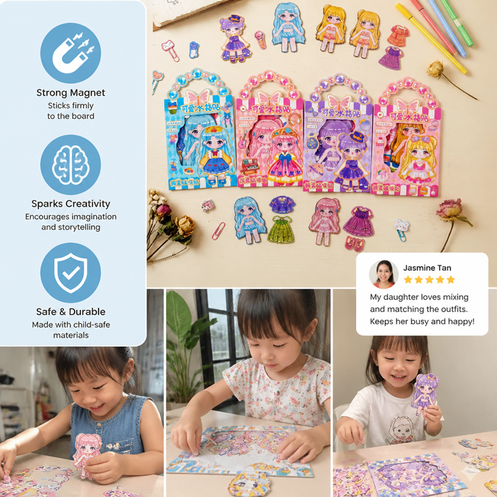 Princess Magnetic Dress-Up Set with 3D Stickers
