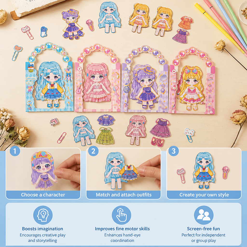 Princess Magnetic Dress-Up Set with 3D Stickers