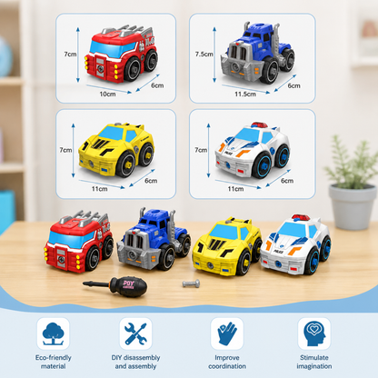 4-Piece DIY Take-Apart City Vehicle Set with Toy Drill