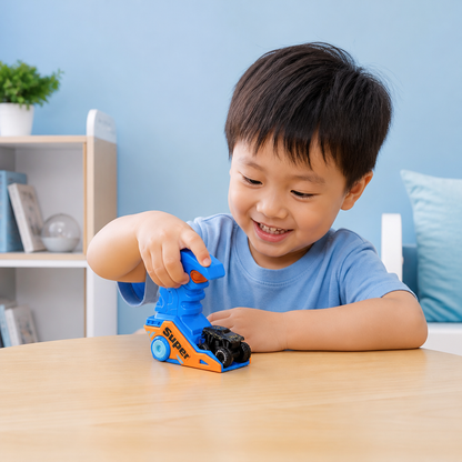 One-Click Monster Truck Launcher with Helmet & Handle Design