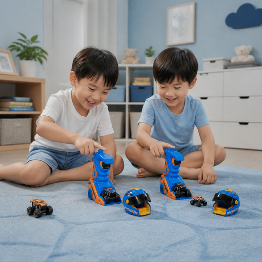 One-Click Monster Truck Launcher with Helmet & Handle Design