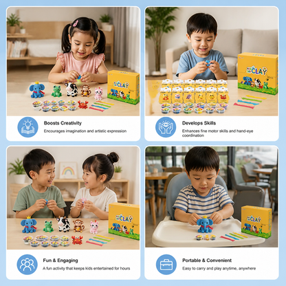 12-Piece Air Dry Clay Animal Craft Kit for Kids