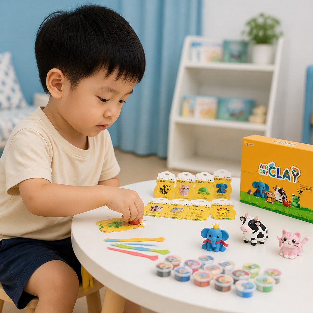 12-Piece Air Dry Clay Animal Craft Kit for Kids
