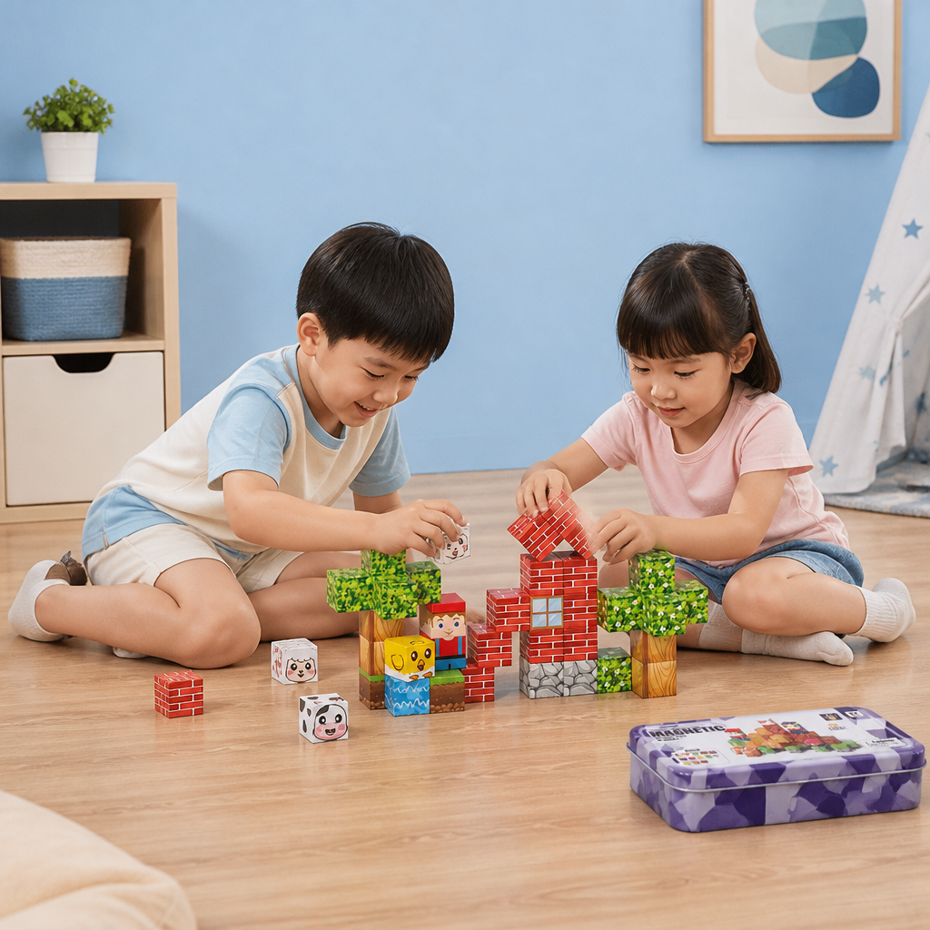40-Piece Magnetic Building Blocks Set for Kids – Perfect for On-the-Go Fun