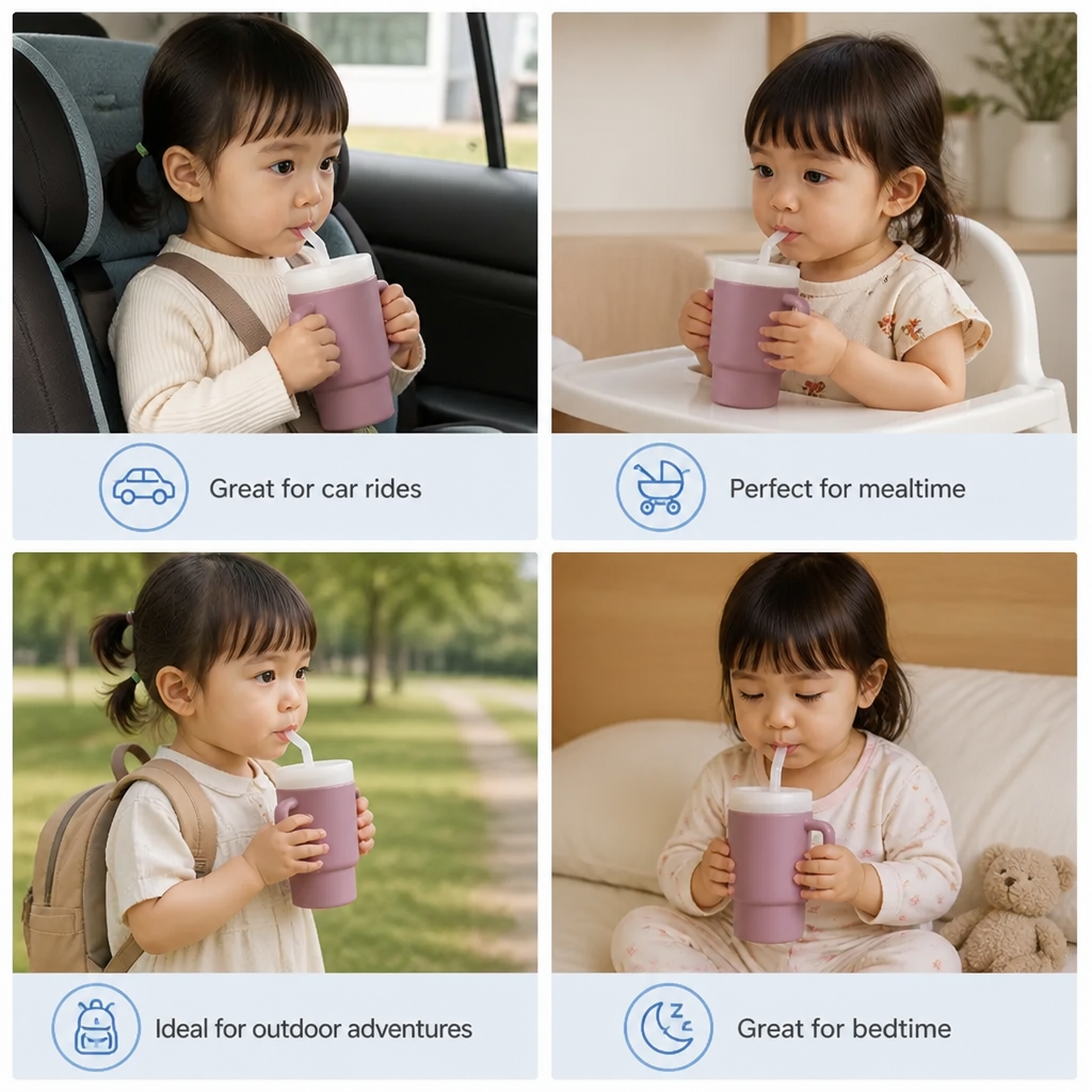 Leakproof Silicone Toddler Straw Cup
