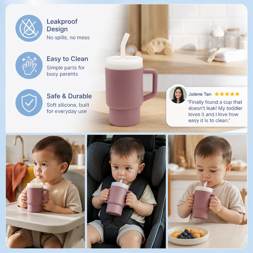 Leakproof Silicone Toddler Straw Cup