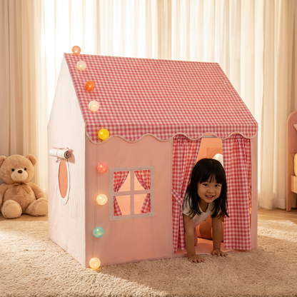 Kids Play House Tent with Checkered Roof
