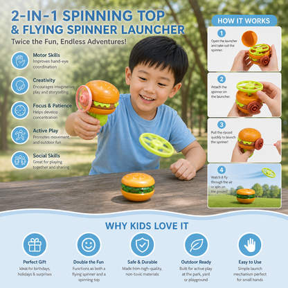Kids’ 2-in-1 Spinning Top & Flying Spinner Launcher