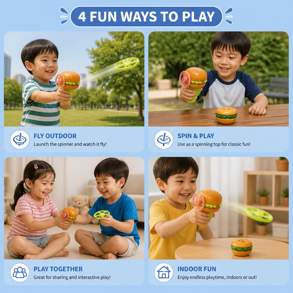 Kids’ 2-in-1 Spinning Top & Flying Spinner Launcher