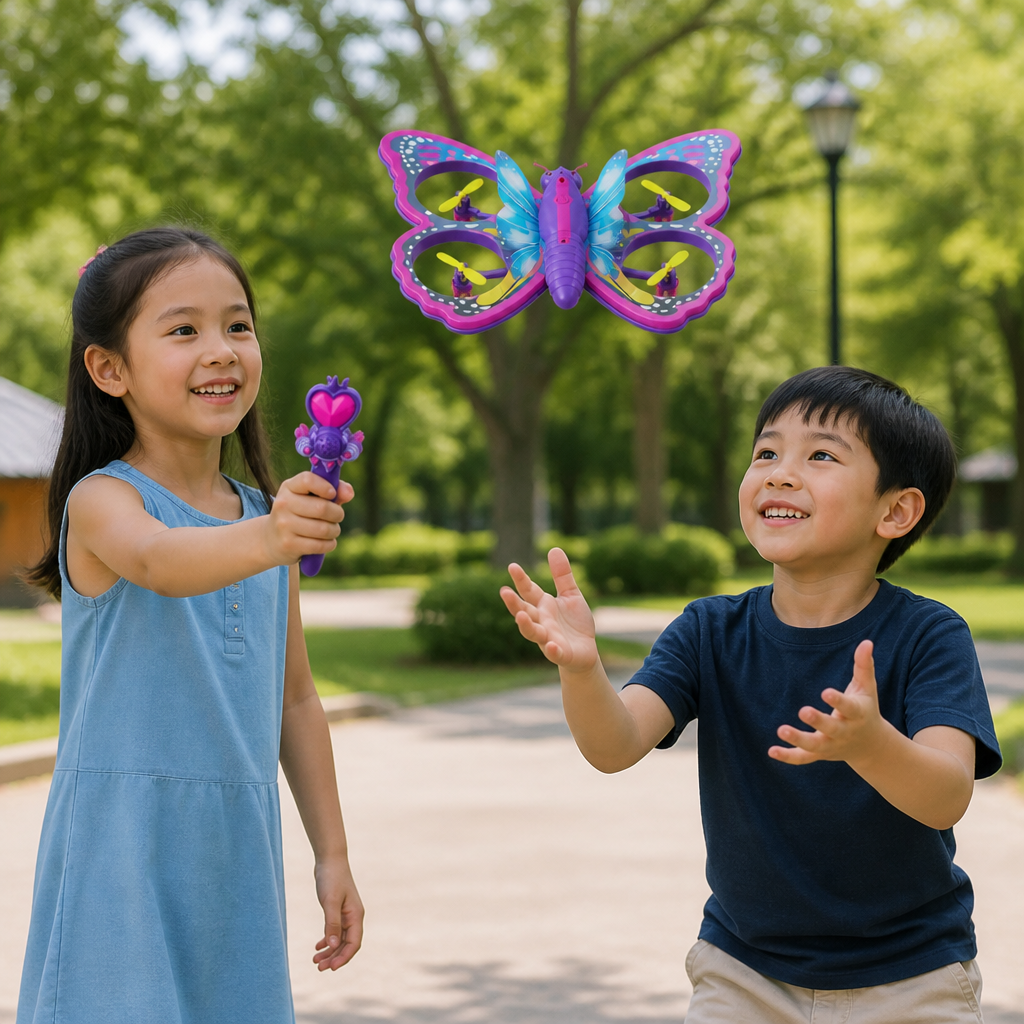 Magic Light-Up Butterfly Quadcopter Toy with Wand Control
