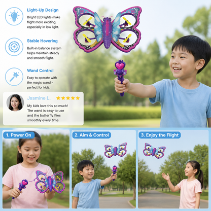 Magic Light-Up Butterfly Quadcopter Toy with Wand Control