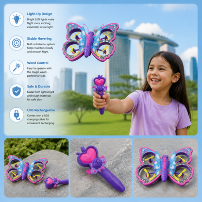 Magic Light-Up Butterfly Quadcopter Toy with Wand Control