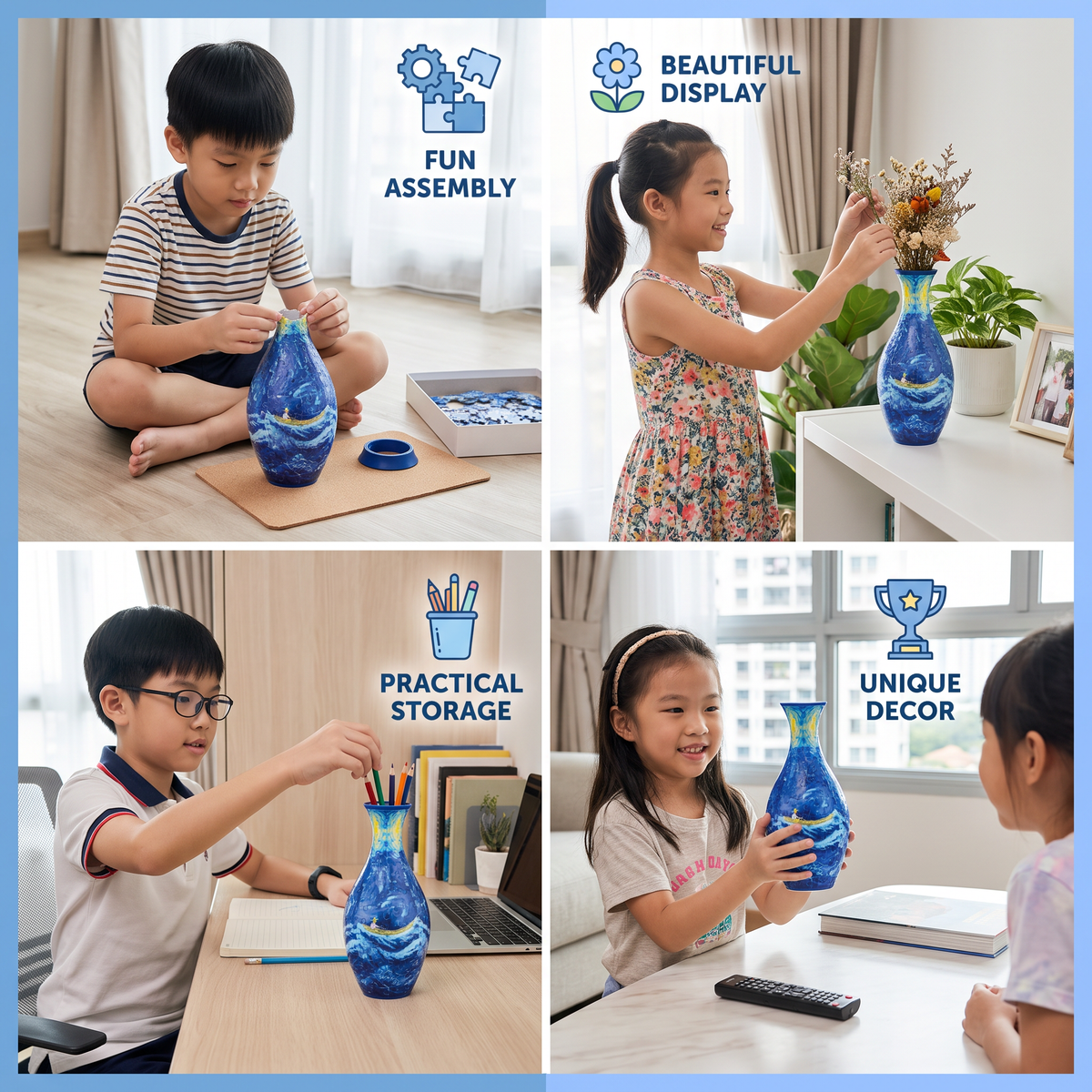 DIY 3D Jigsaw Puzzle Flower Vase