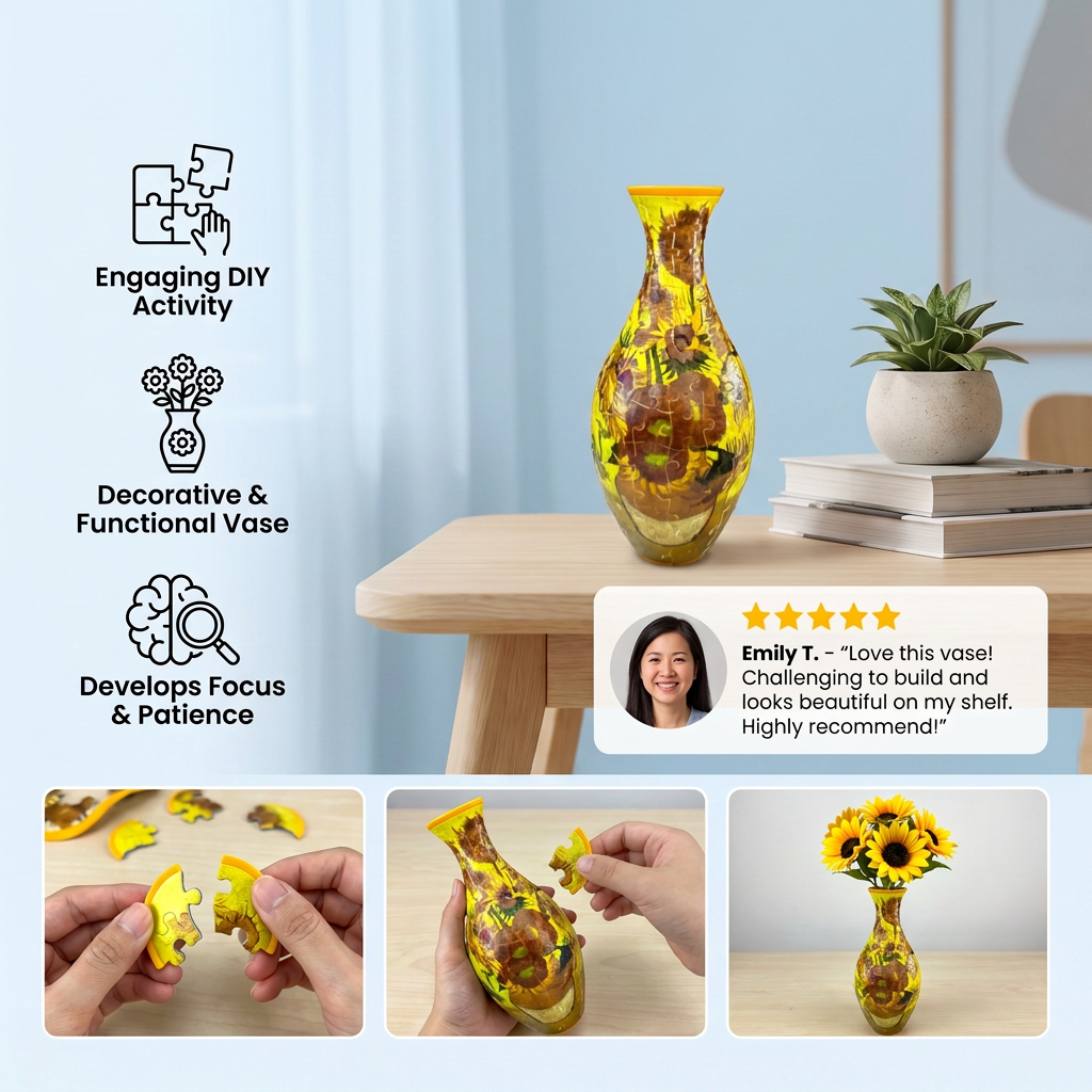 DIY 3D Jigsaw Puzzle Flower Vase