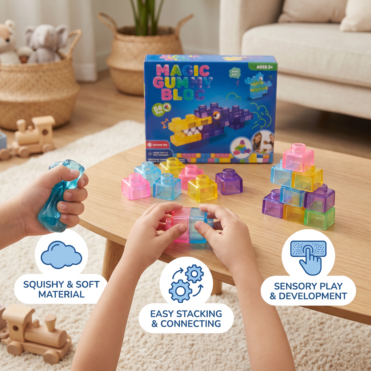 Safe & Soft Squishy Jelly Building Blocks for Kids