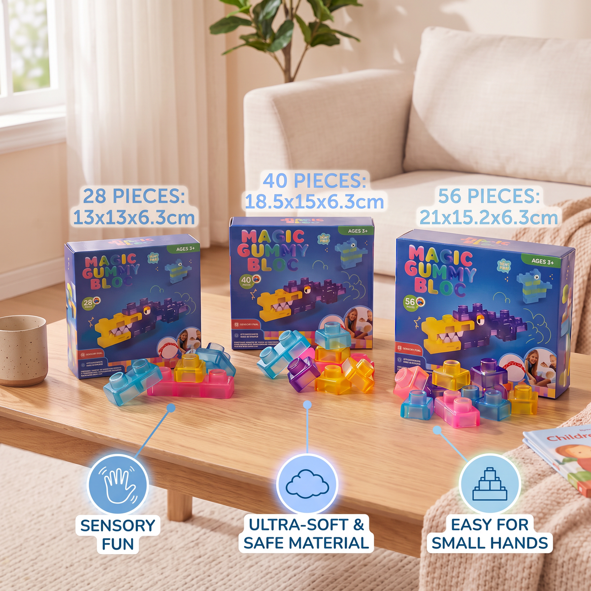 Safe & Soft Squishy Jelly Building Blocks for Kids