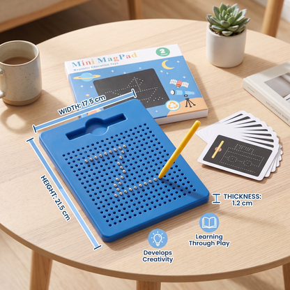 2-in-1 Magnetic Writing & Drawing Board with Snap-On Shape Tiles for Kids
