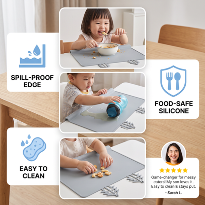 BabySafe Practical & Hygienic Silicone Baby Placemat with Raised Edge