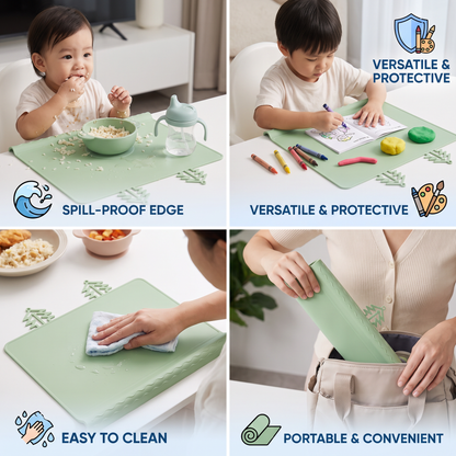 BabySafe Practical & Hygienic Silicone Baby Placemat with Raised Edge