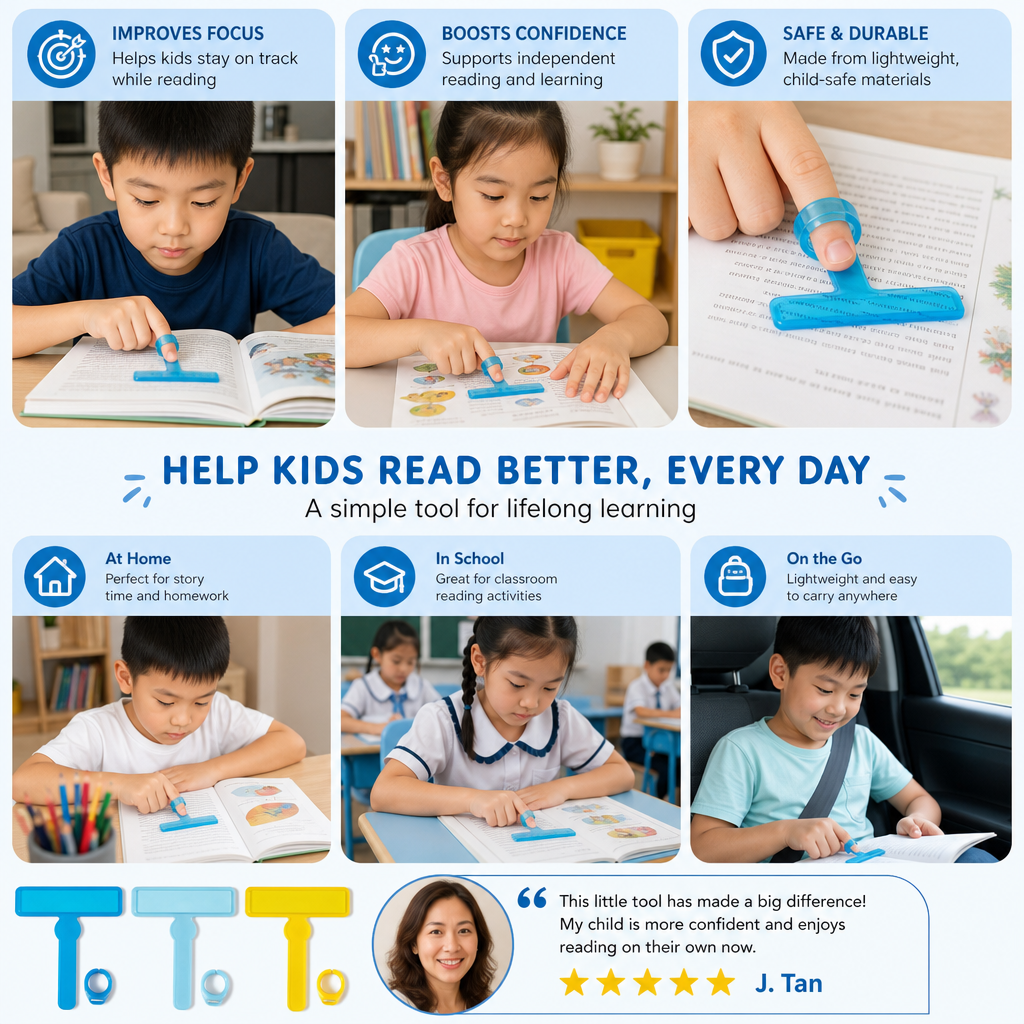 Kids’ Finger Reading Tracker – Translucent Reading Guide