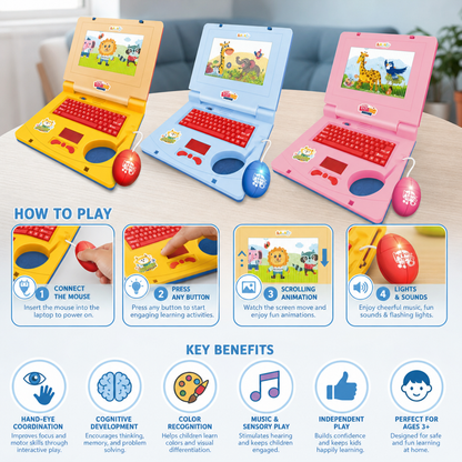 Kids’ Interactive Laptop with Lights, Music & Scrolling Screen