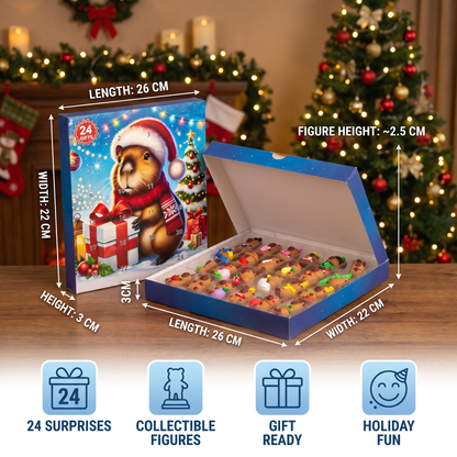 24-Day Capybara Christmas Advent Calendar - 24 Cute Mini Figures