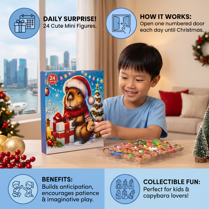 24-Day Capybara Christmas Advent Calendar - 24 Cute Mini Figures