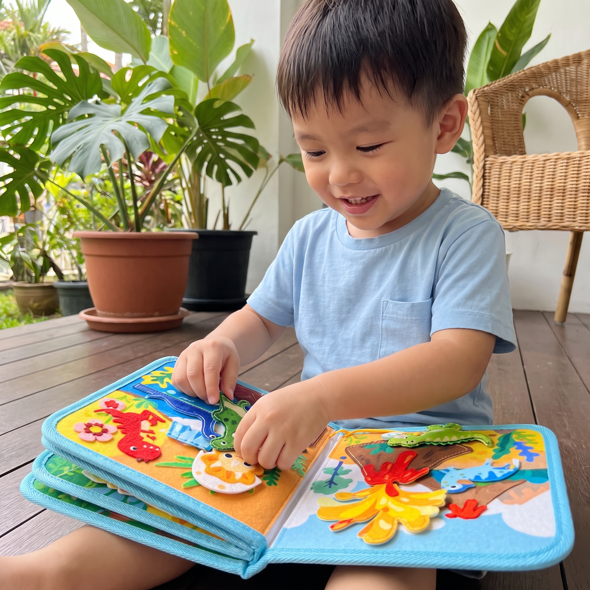 8-in-1 Montessori Dinosaur Busy Board Activity Book for Toddlers