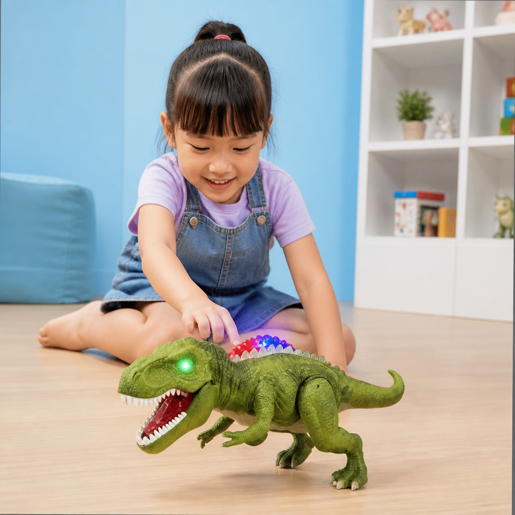 Remote Control Walking T-Rex – RC Dinosaur with Spray Mist, Lights & Sound