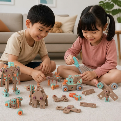 144-Piece Kids Tool Set with Drill & Toolbox – STEM Montessori Construction Kit