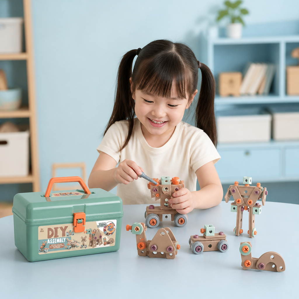 144-Piece Kids Tool Set with Drill & Toolbox – STEM Montessori Construction Kit