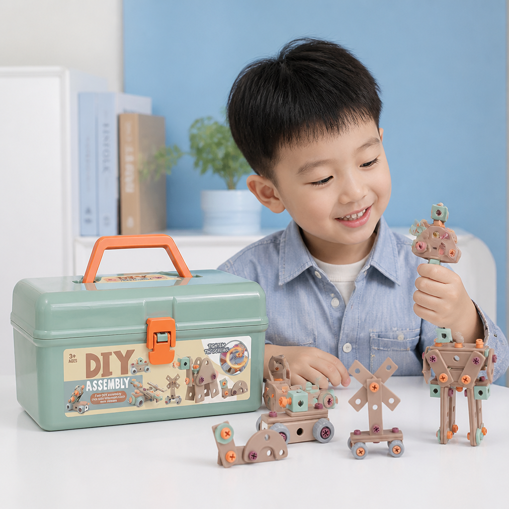 144-Piece Kids Tool Set with Drill & Toolbox – STEM Montessori Construction Kit