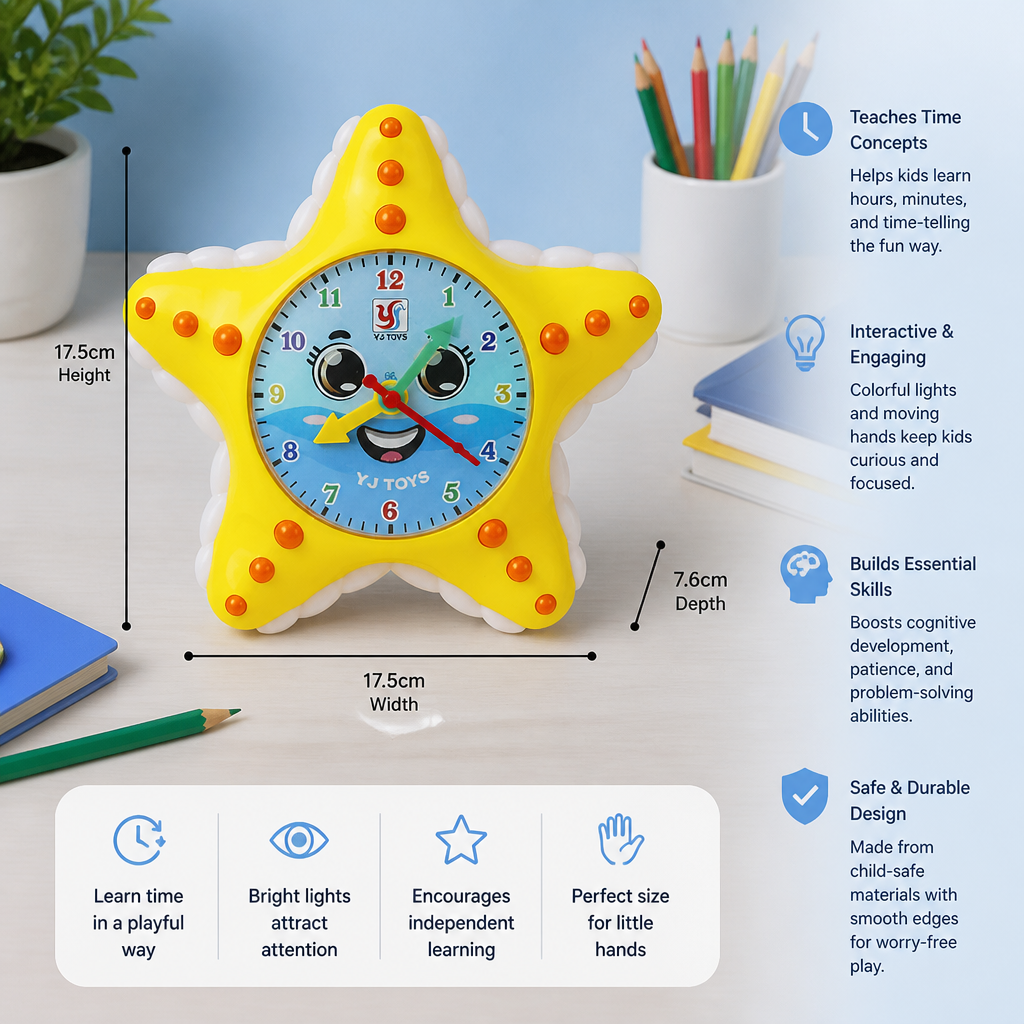 Starfish Clock Learning Toy – Interactive Time Teaching Toy for Kids