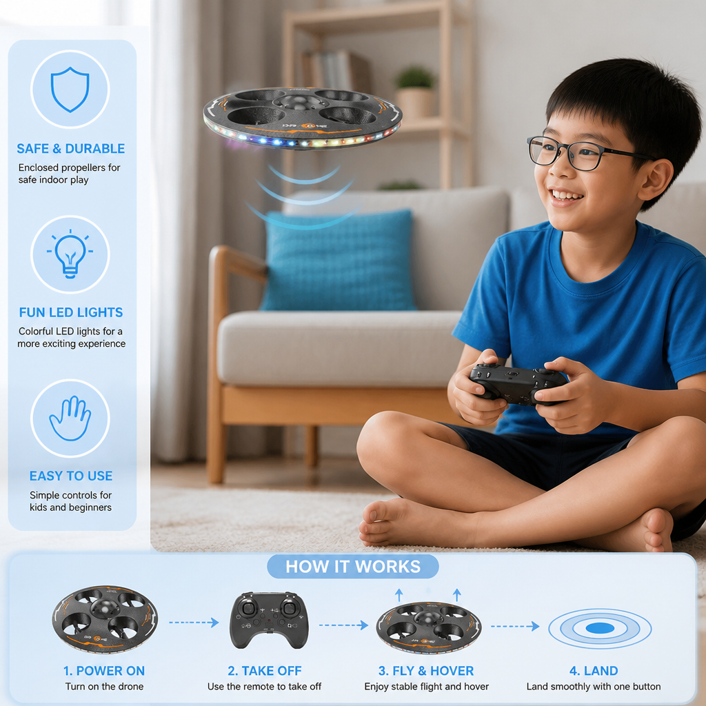 Remote Control LED Flying Saucer Drone