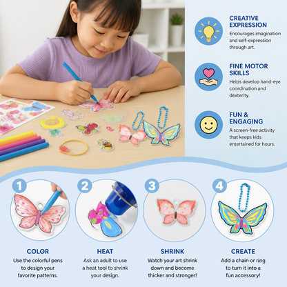 DIY Shrink Art Keychain & Charm Making Kit for Kids
