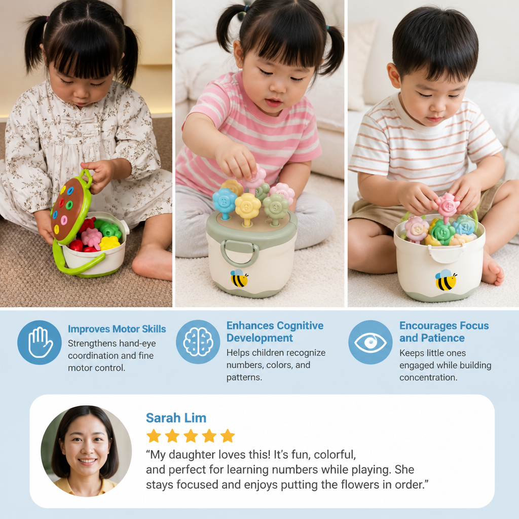 Montessori Flower Pot Color & Number Matching Learning Game
