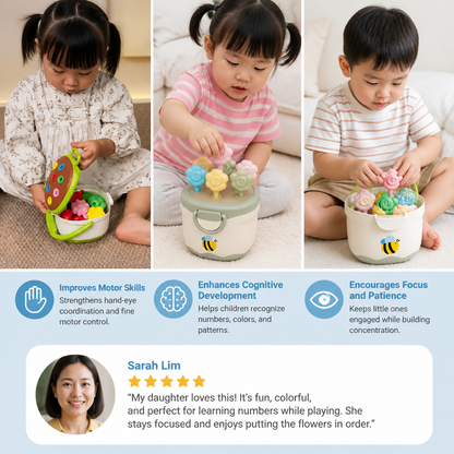 Montessori Flower Pot Color & Number Matching Learning Game