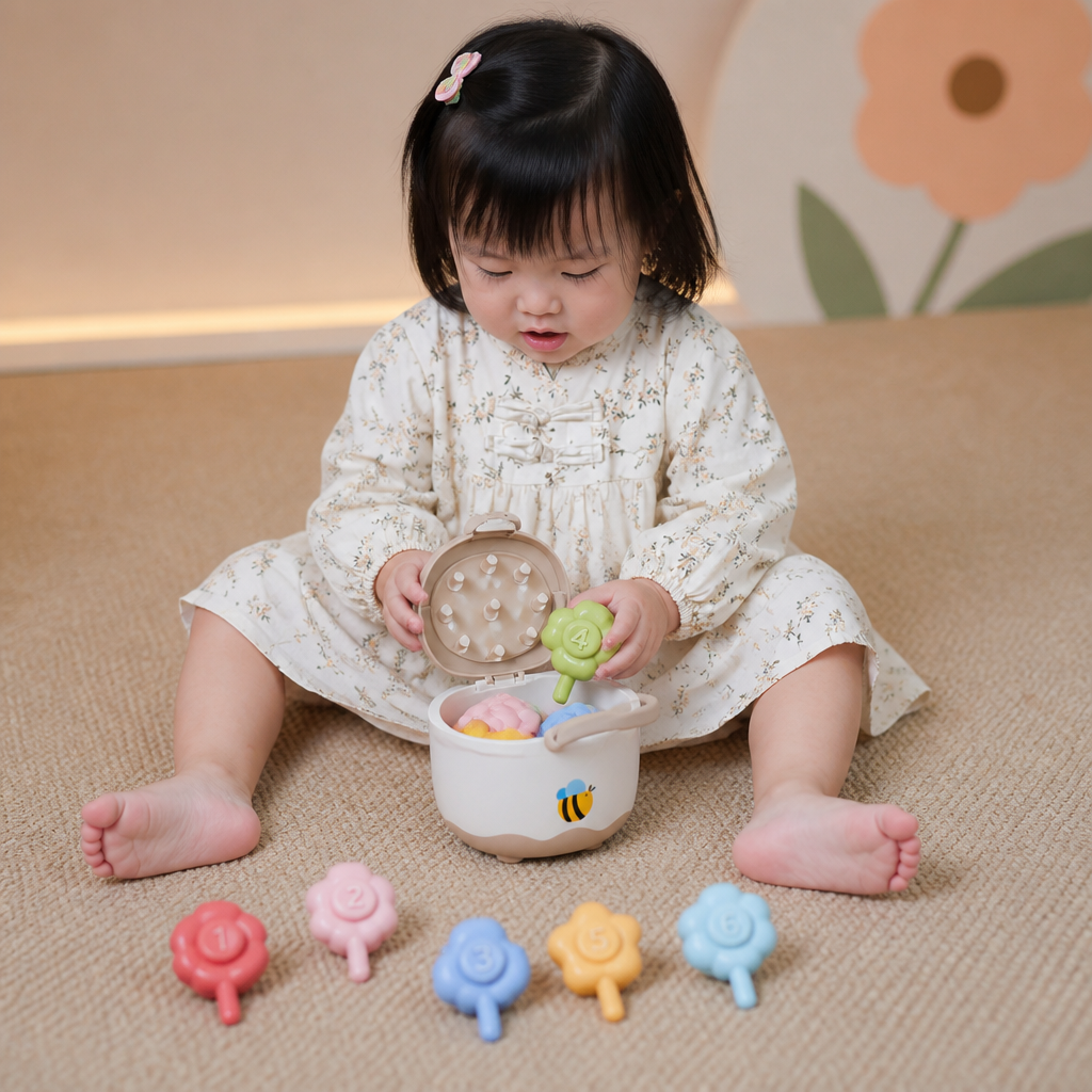 Montessori Flower Pot Color & Number Matching Learning Game